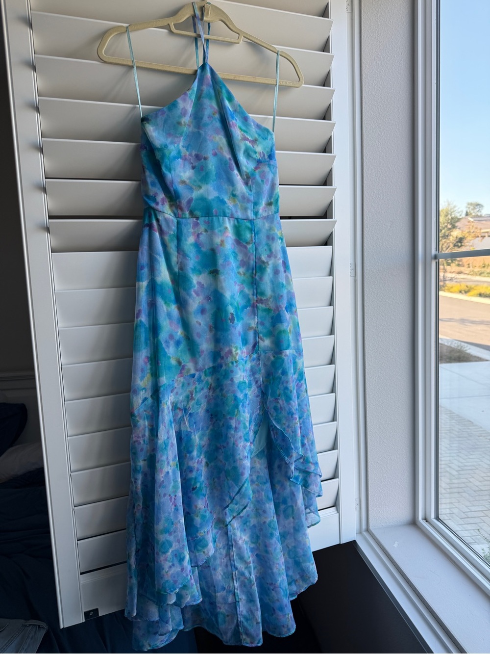 Blue Floral Halter Maxi Dress